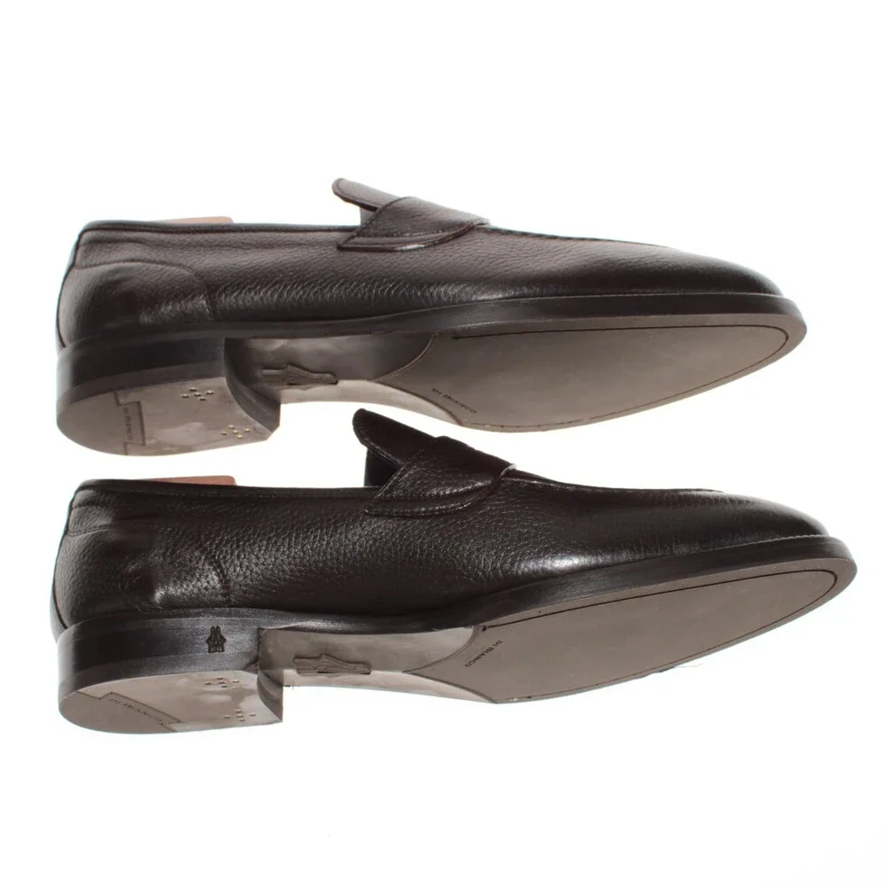 Di Bianco NWB Penny Loafers Size 10.5 US in Dark Brown Pebbled Leather